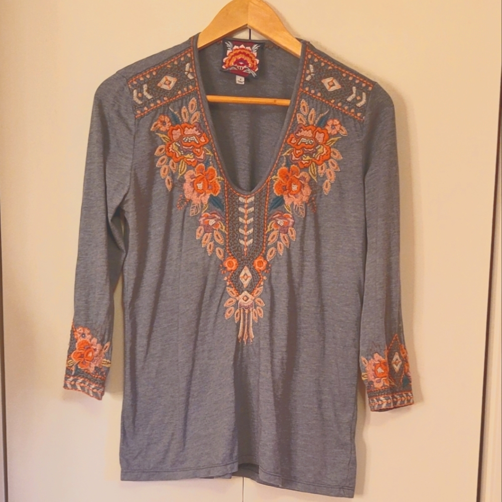 Johnny Was Embroidered Top